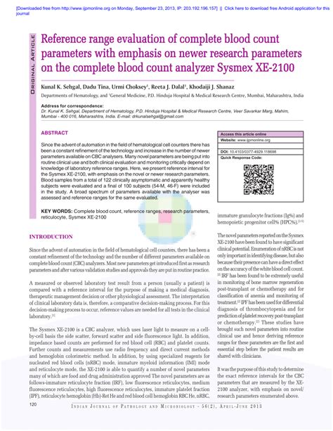 Reliability of Parameters of Complete Blood Count With Different .